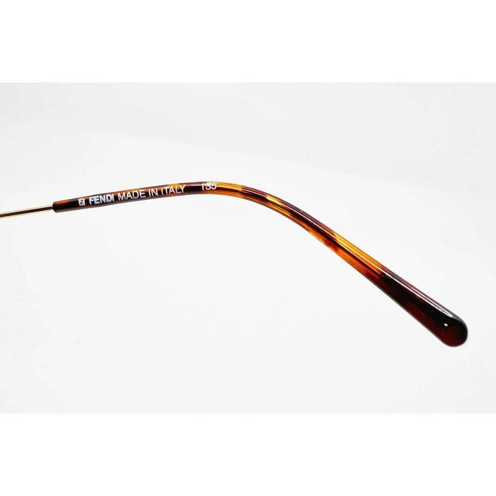 Fendi Eyeglasses Womens Gold Oval Frames F88 Golden Glimmer 48-18-135